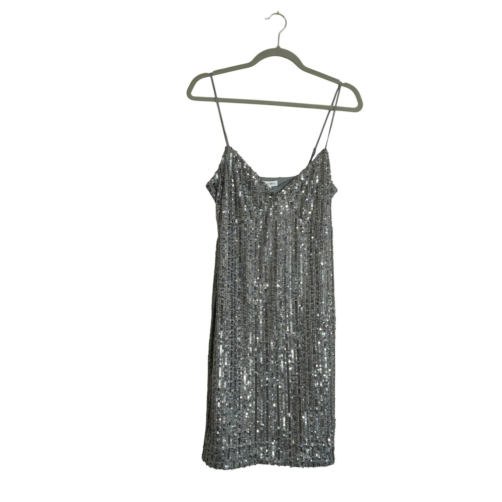 Urban Social NEW Silver Sequin Mini Dress V-Neck Homecoming Cocktail Party